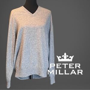 PETER MILLAR 100% Pure Cashmere Vintage V-neck Gray Sweater